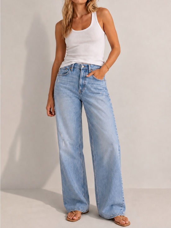 Abercrombie & Fitch Denim - Abercrombie 90s Baggy Jeans Ultra High Rise Denim Light Wash Blue Size 27 Short